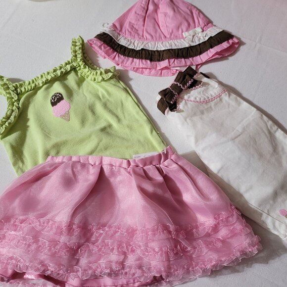Gymboree Ice Cream Shop NWT 6-12 month skort bodysuit Capri Hat Outfit. - Picture 1 of 4